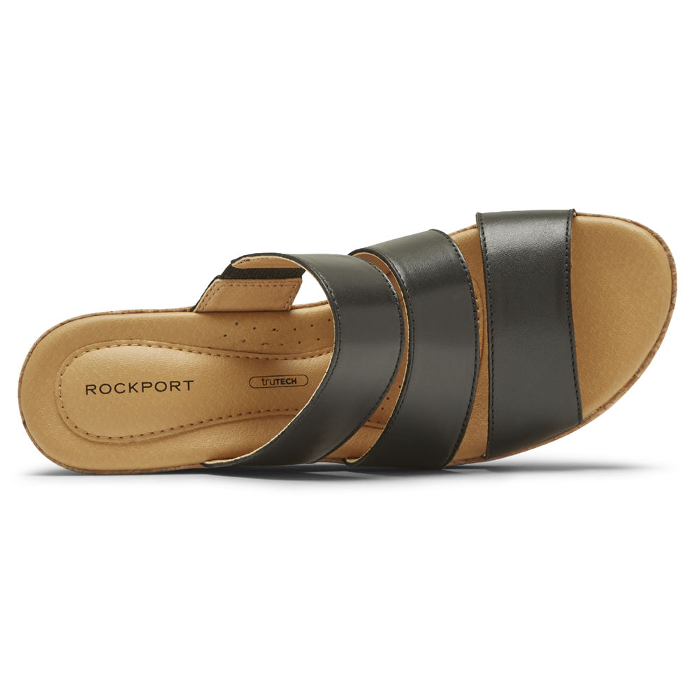 Rockport Singapore Womens Slides - Lyla Banded Black - OF9542786